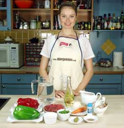 Kristina Polanski, con los ingredientes para los pimientos rellenos